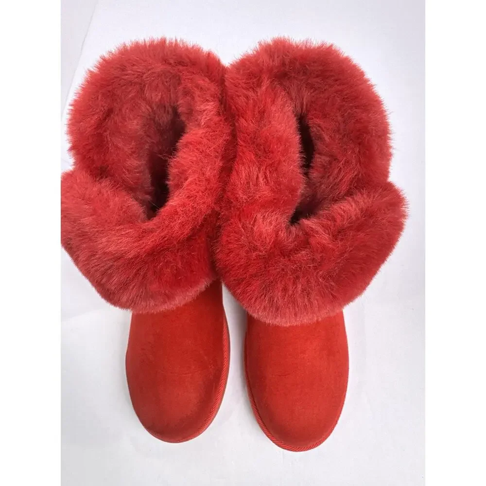 Juicy Couture Women’s JC-King 2 Winter Boots red Faux Fur size 7